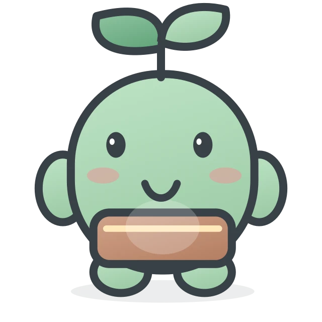 Pip, a friendly green sprout character